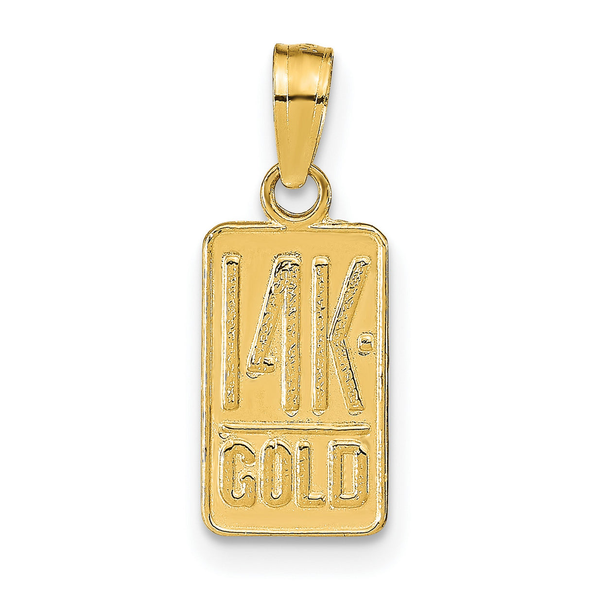 14k Yellow Gold Bar Pendant Charm, Solid Ingot Design, Minimalist Unisex Jewelry