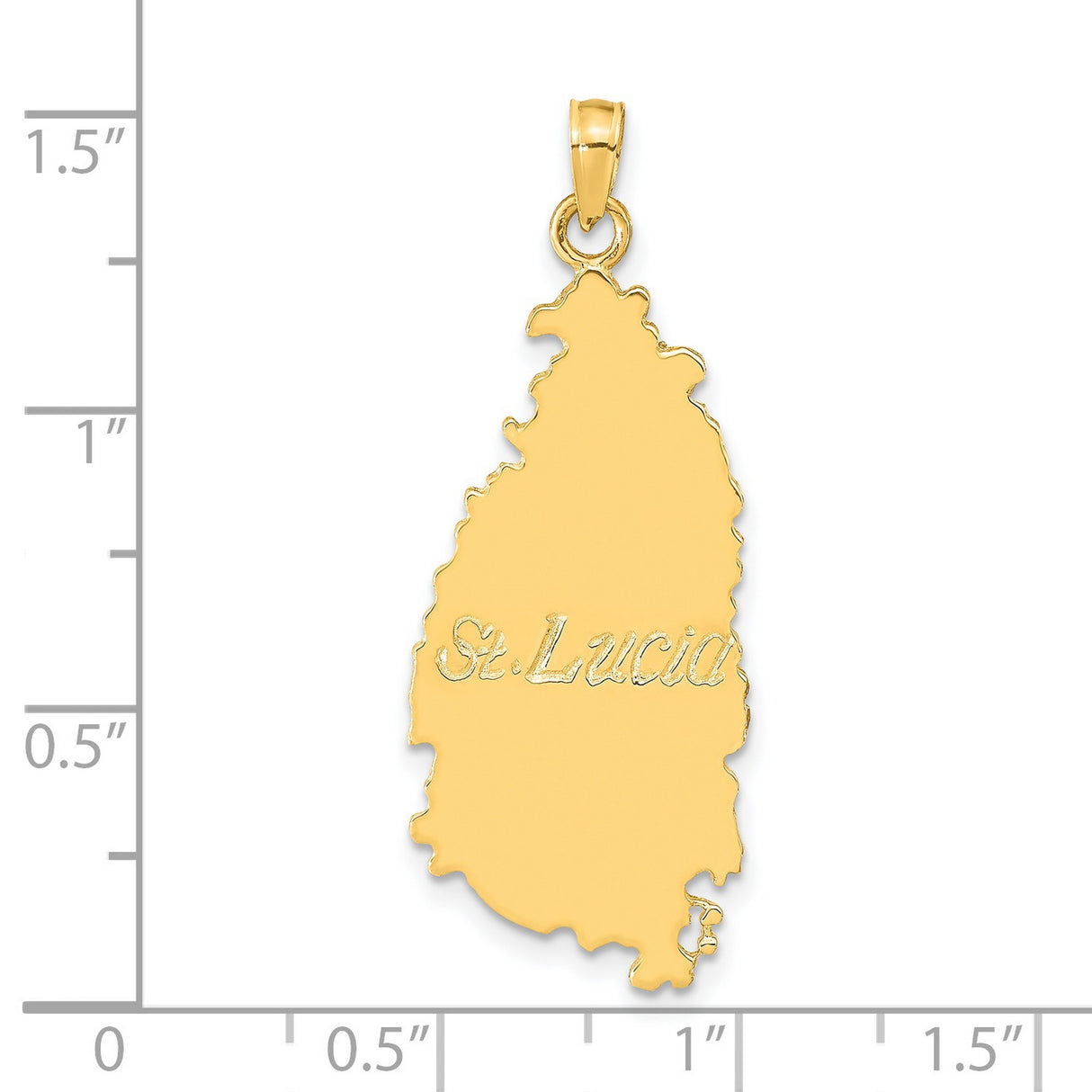 14k Yellow Gold St Lucia Map Pendant, Caribbean Jewelry Charm for Women or Unisex Wear