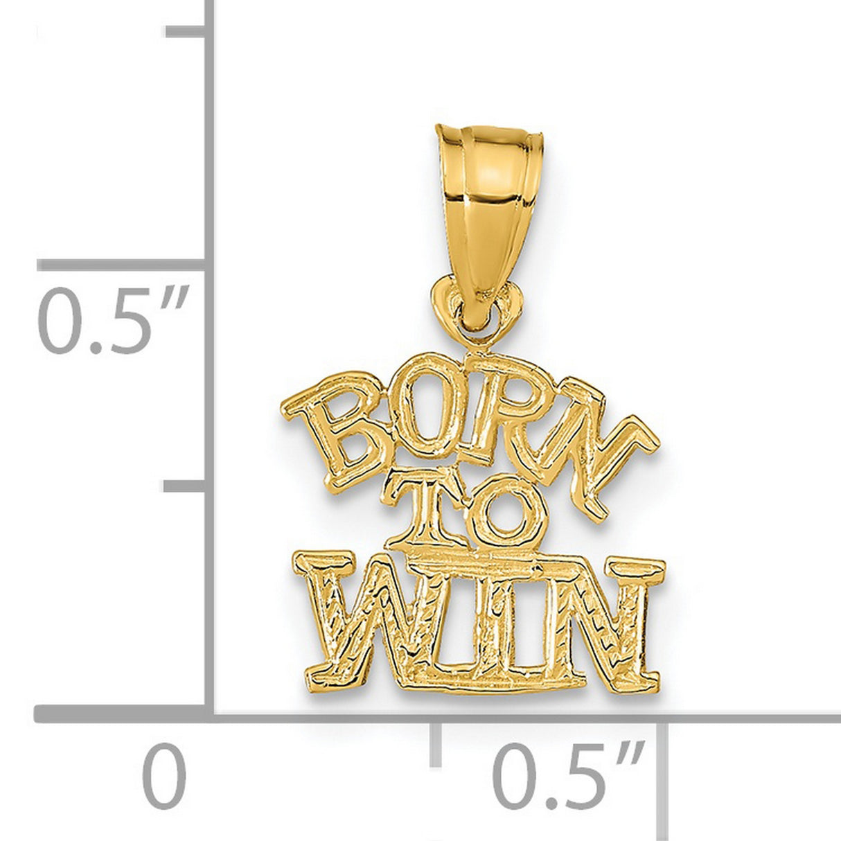 14k Yellow Gold Born to Win Pendant, Motivational Statement Jewelry for Men and Unisex Wear