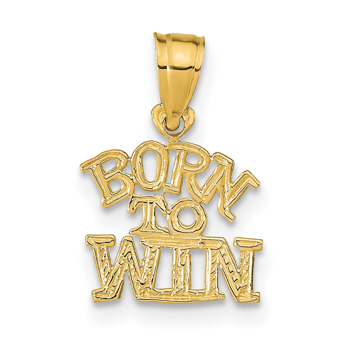 14k Yellow Gold Born to Win Pendant, Motivational Statement Jewelry for Men and Unisex Wear