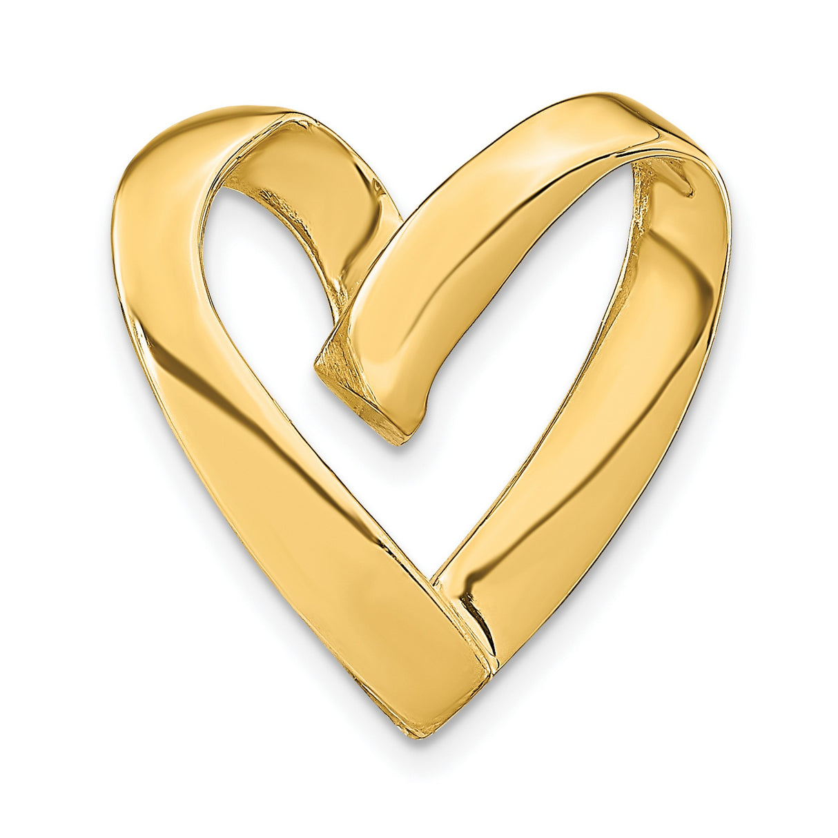 14k Yellow Gold Open Heart Pendant, Flowing Modern Design, Symbolic Love Jewelry for Women