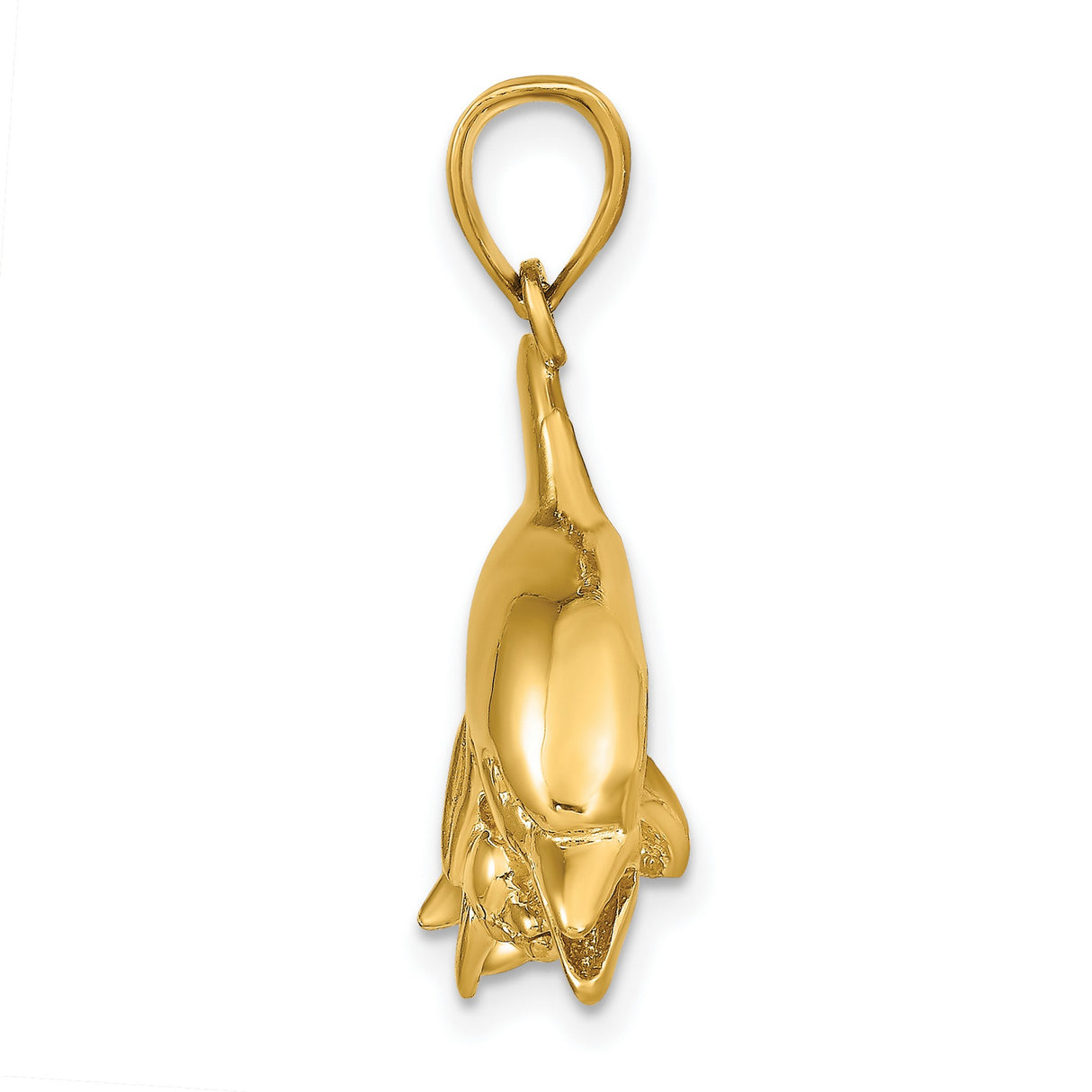 14k Yellow Gold Dolphin Pendant with Mother and Baby Design, Marine Life Charm for Women