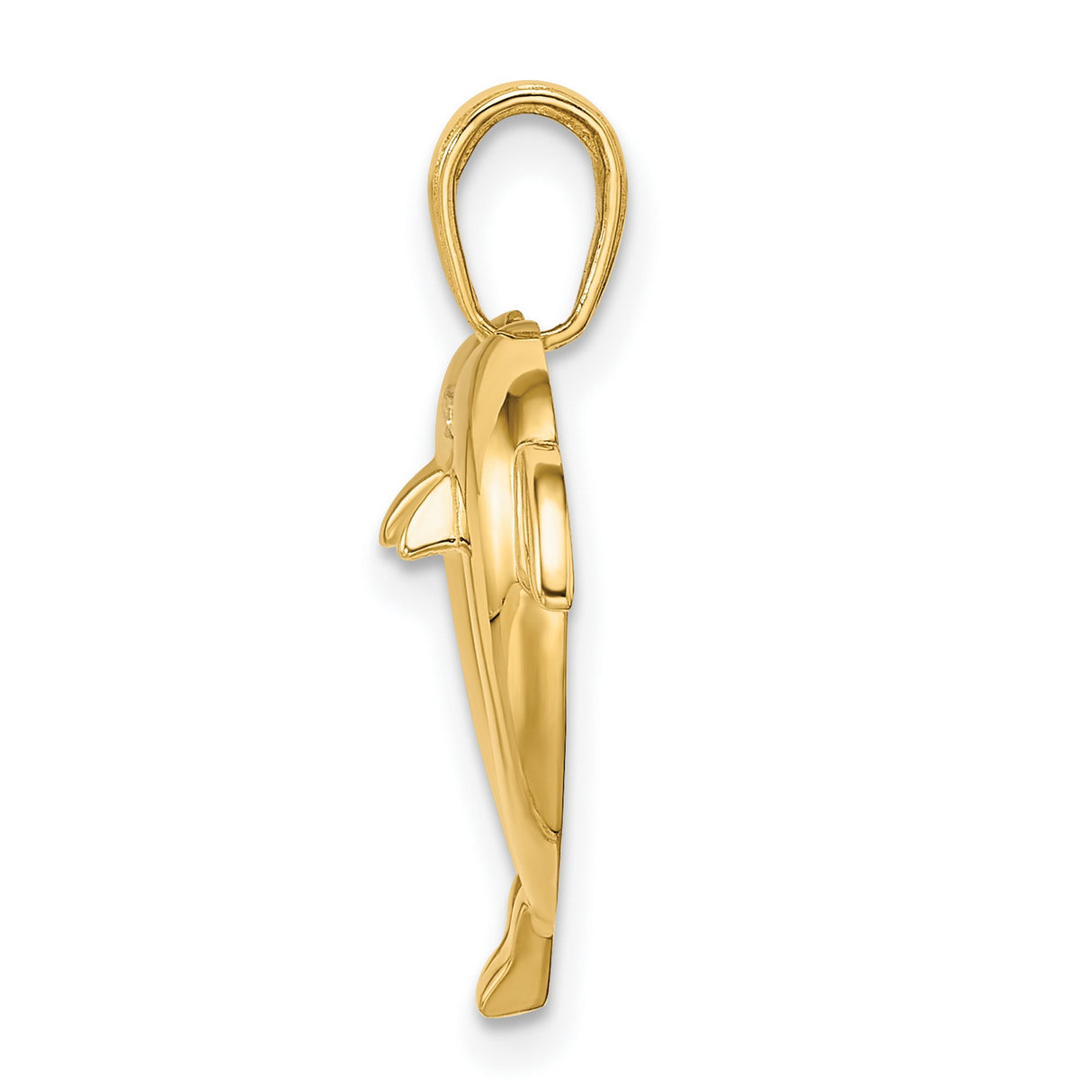 14k Multi-Tone Gold Dolphin Heart Pendant, Double Dolphin Nautical Charm for Women