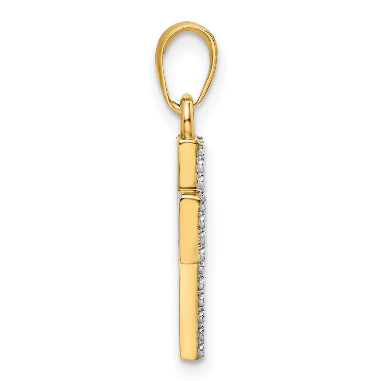 14k Multi-Tone Gold Cross Pendant with Diamond-Cut Open Center Design