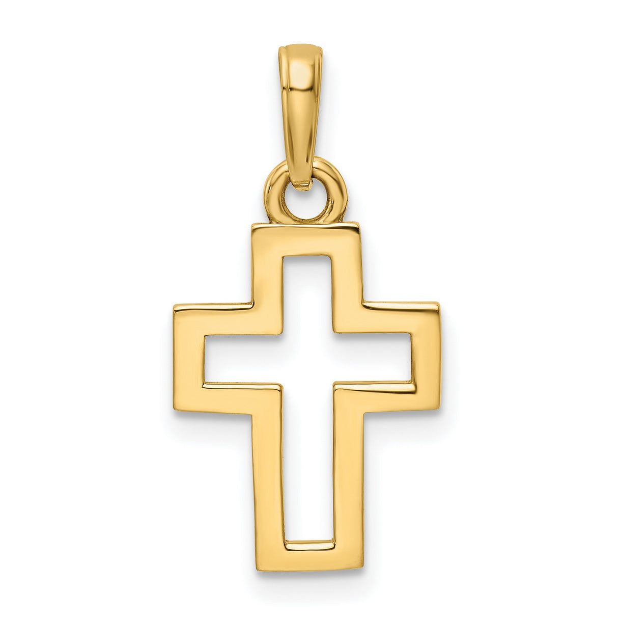 14k Multi-Tone Gold Cross Pendant with Diamond-Cut Open Center Design