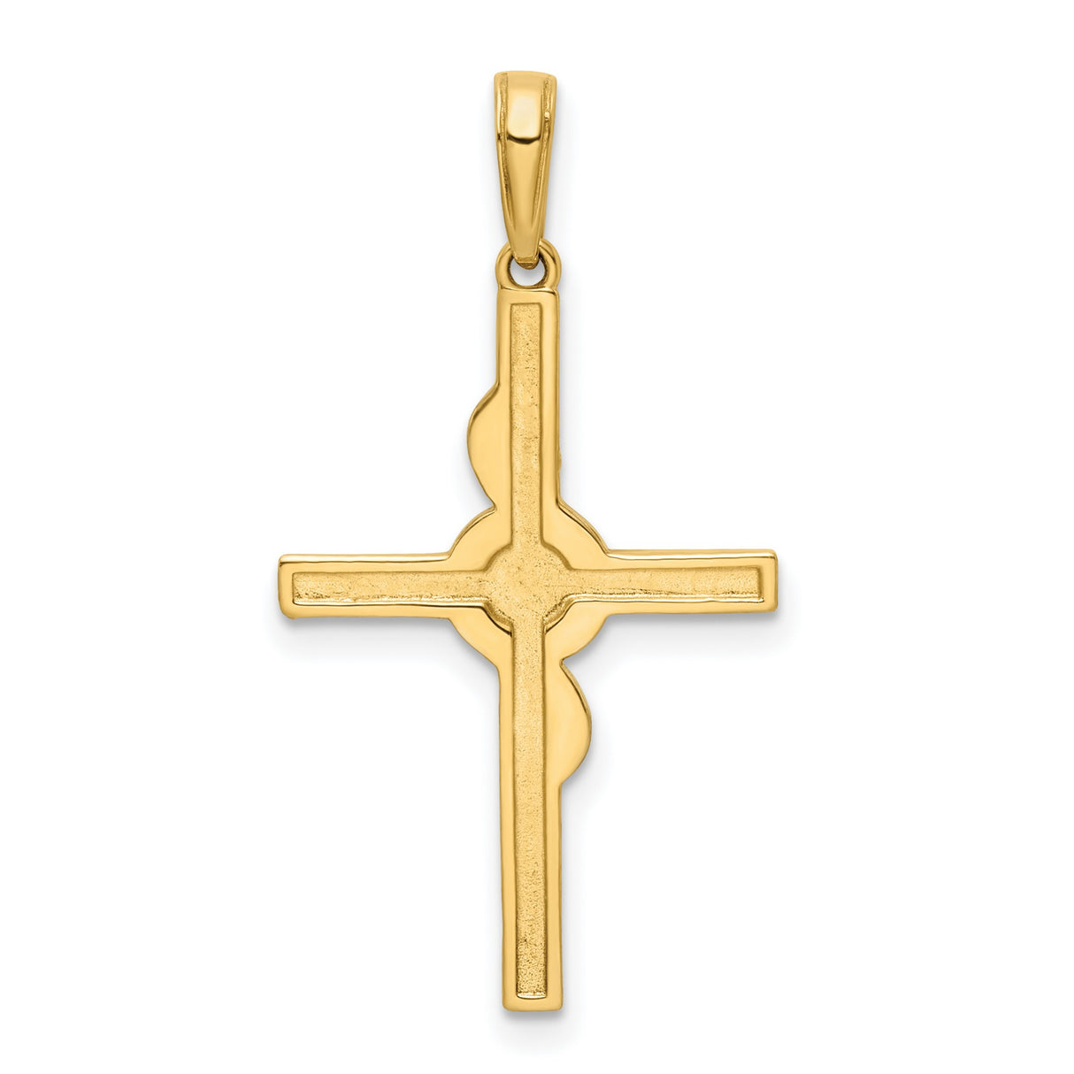 14k Multi-Tone Gold Cross Pendant with Diamond Cut Detail, High Polish Religious Charm