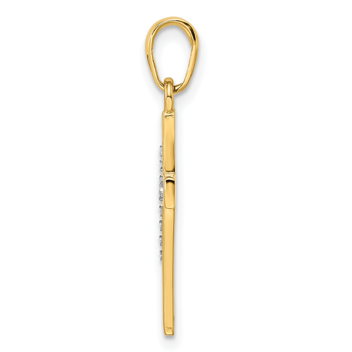 14k Multi-Tone Gold Cross Pendant, Diamond Cut Mirror Finish Religious Charm for Men and Women