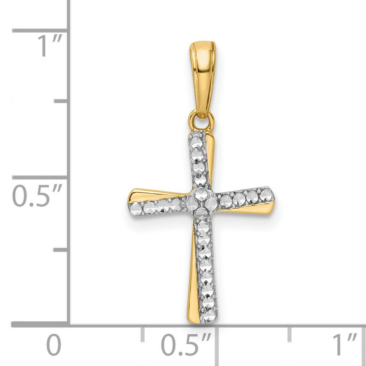 14k Multi-Tone Gold Cross Pendant, Diamond Cut Religious Jewelry for Men and Women