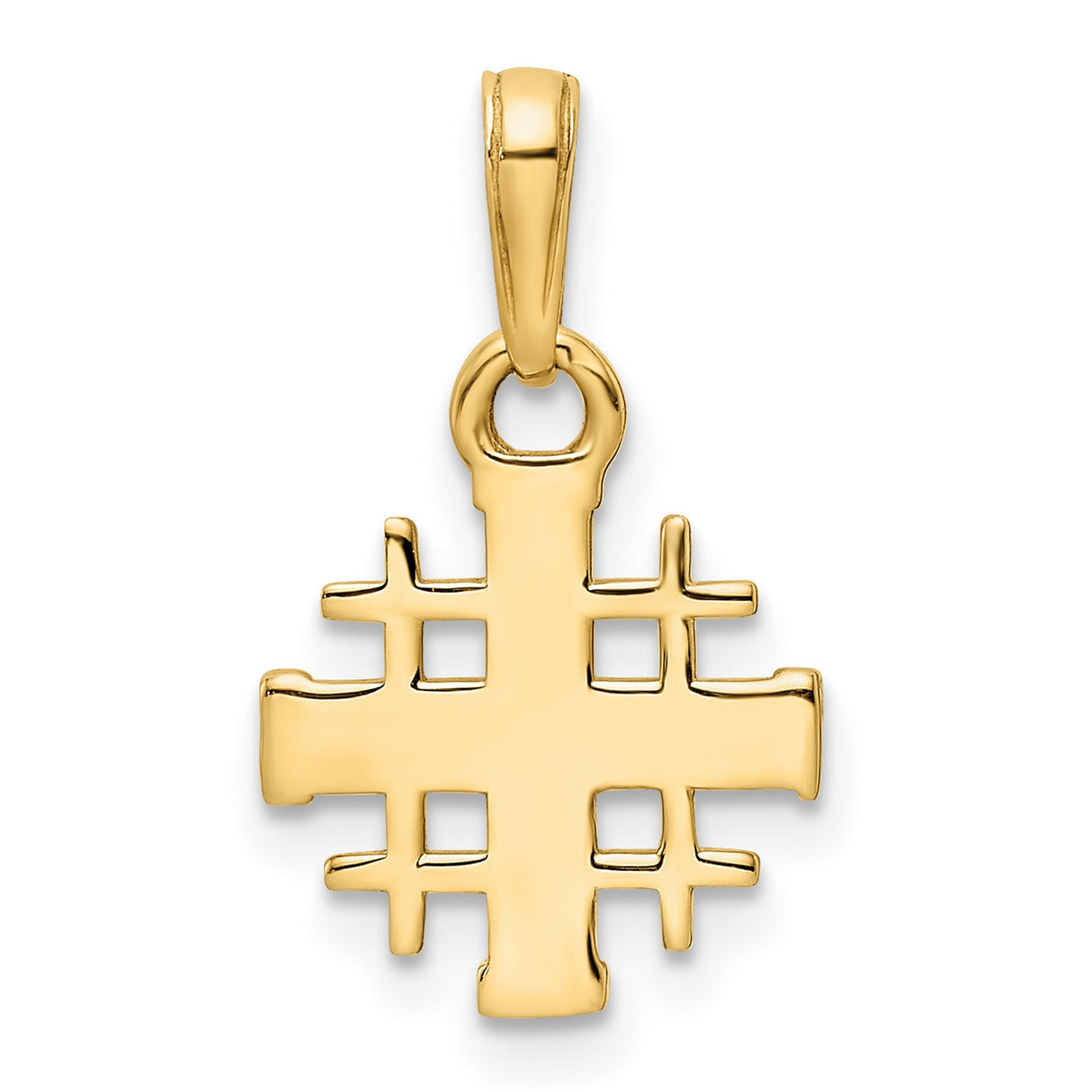 14k Multi-Tone Gold Cross Pendant with Diamond Cut Jerusalem Design