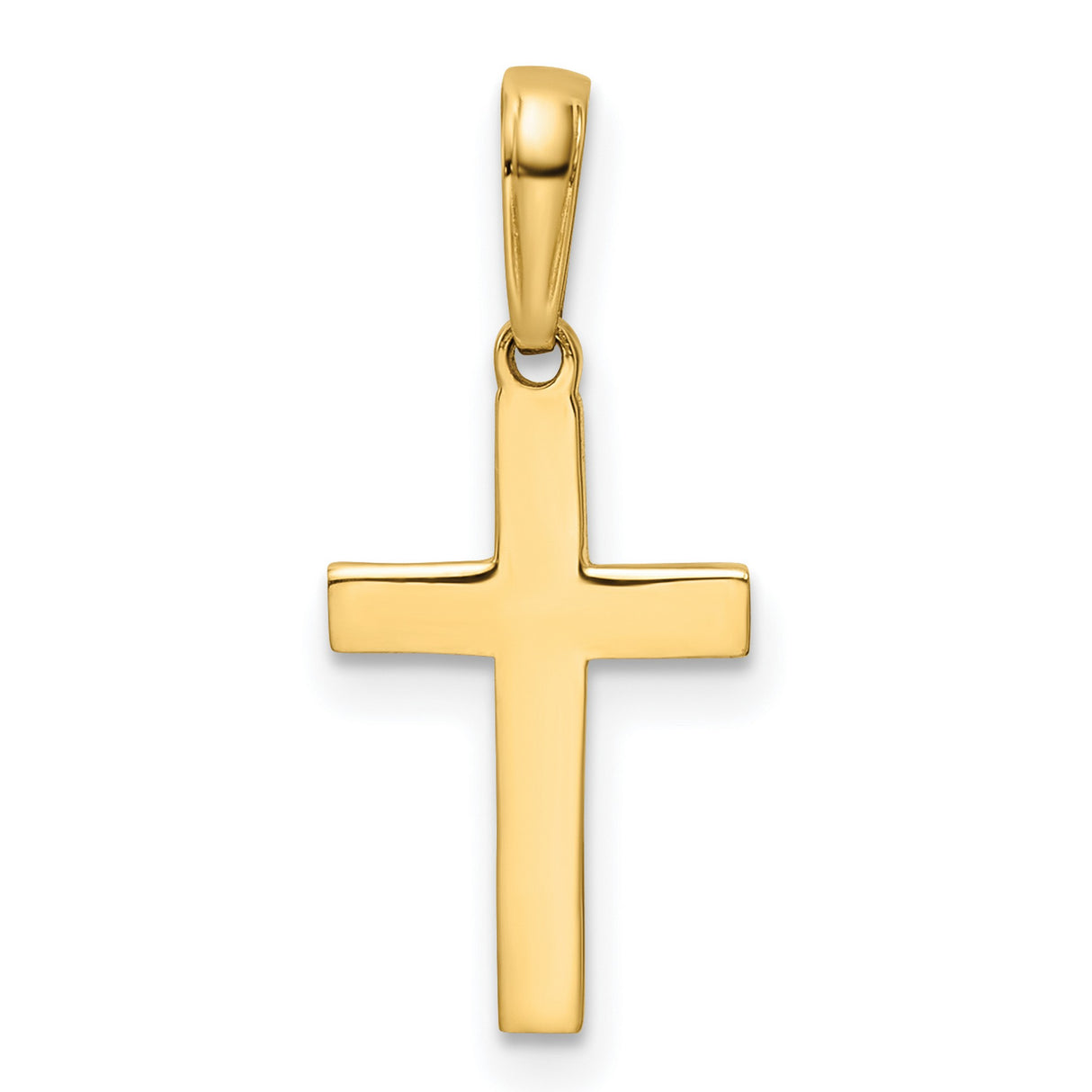 14k Multi-Tone Gold Cross Pendant with Diamond Accent, Sleek Polished Design, Unisex Spiritual Jewelry
