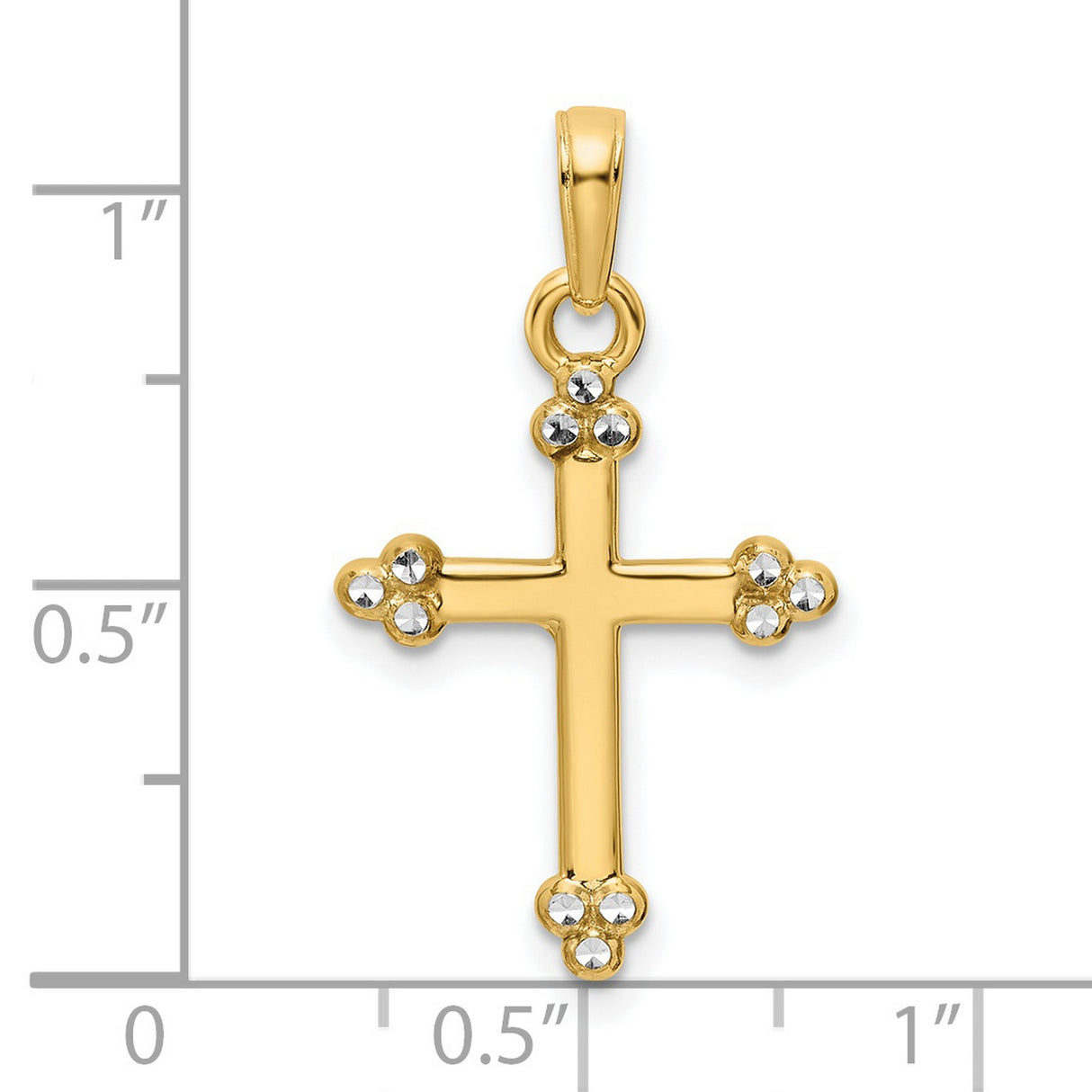 14k Multi-Tone Gold Cross Pendant with Diamond Cut Details, Religious Charm for Men and Women