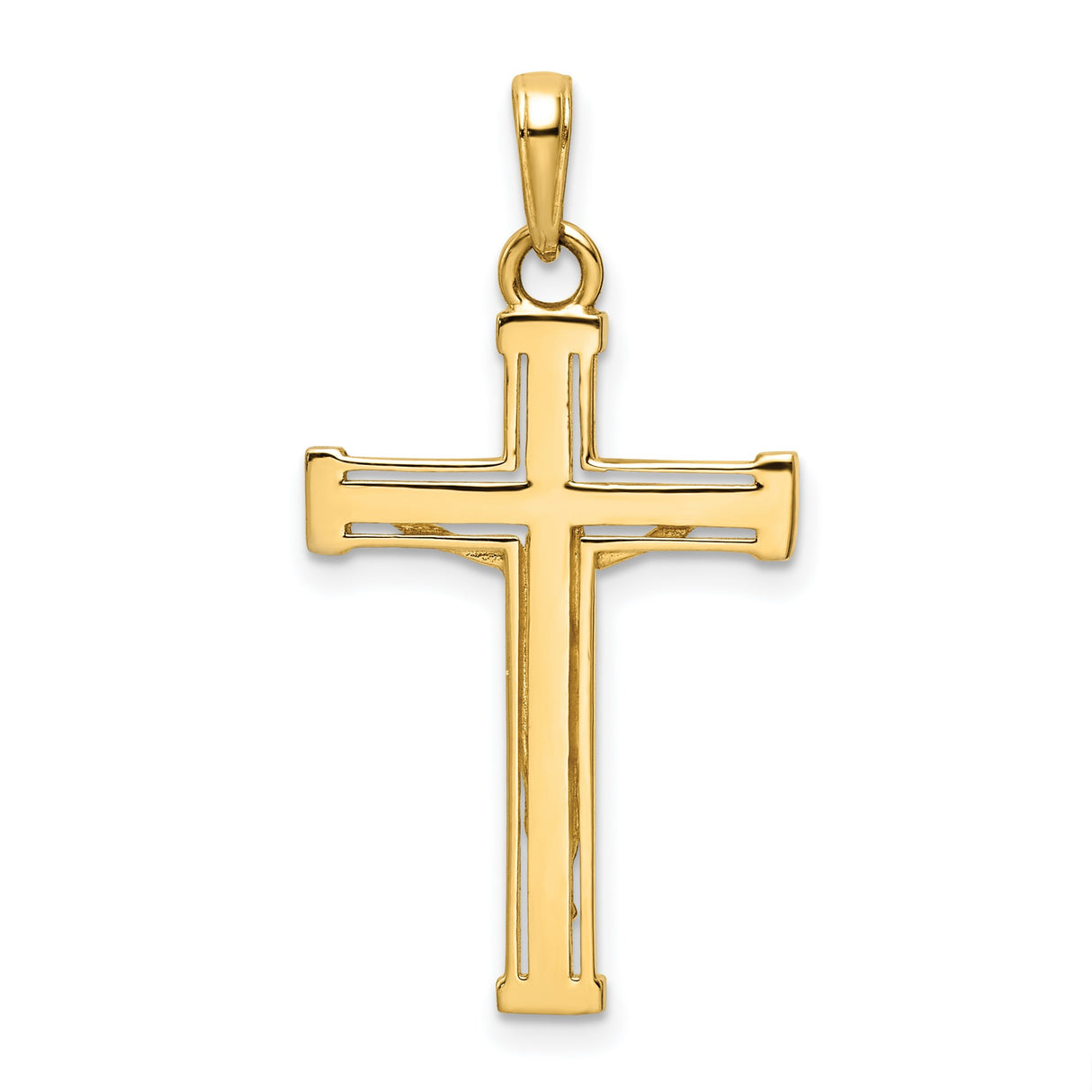 14k Multi-Tone Gold Crucifix Cross Pendant with High Polish and Diamond-Cut Details