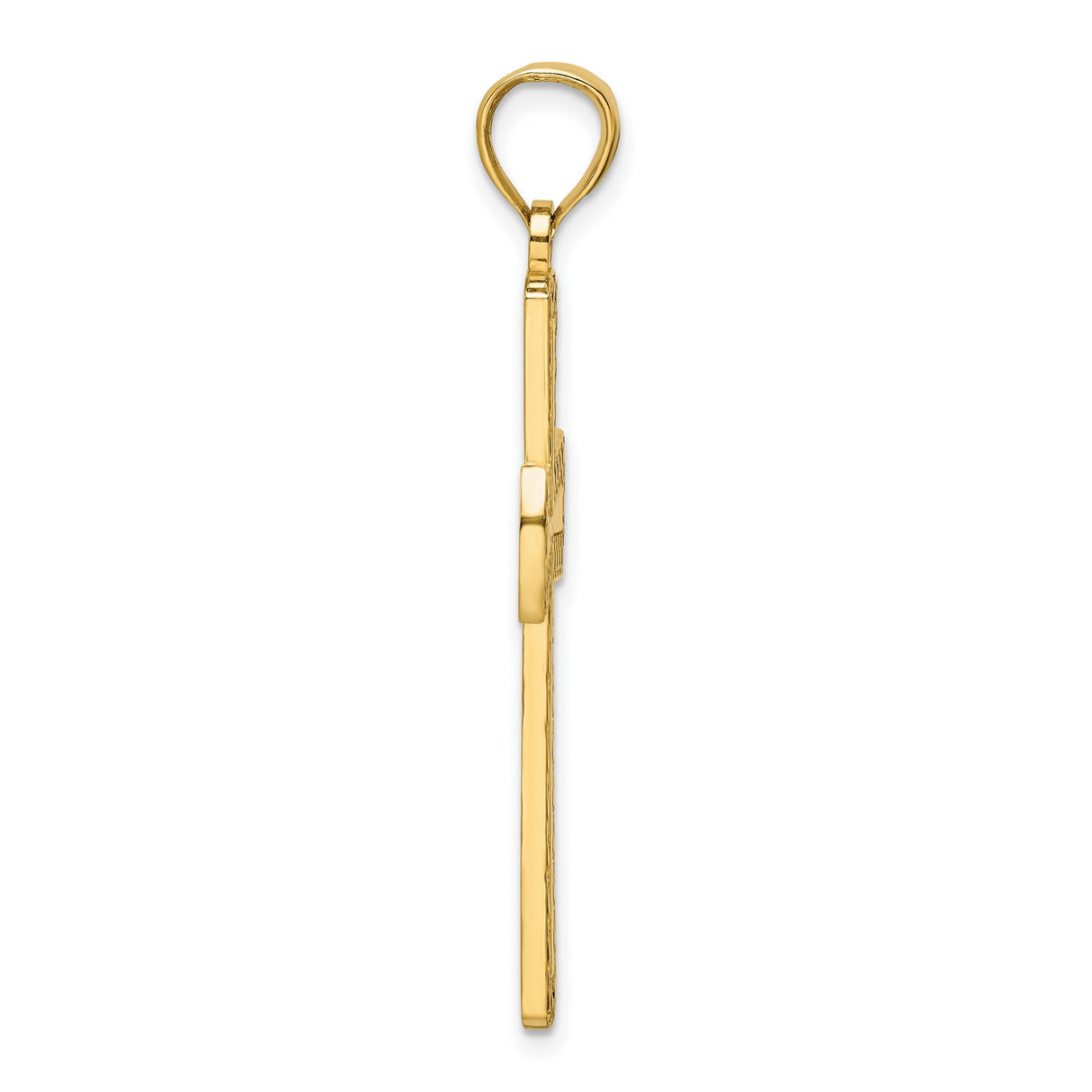 14k Yellow Gold Beaded Cross Pendant, Polished Religious Charm for Men and Women