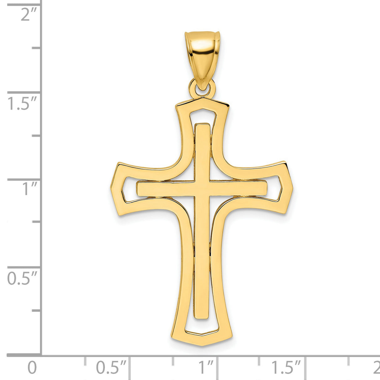14k Yellow Gold Cross Pendant with Mirror Polished Finish, Minimal Religious Jewelry for Men and Women
