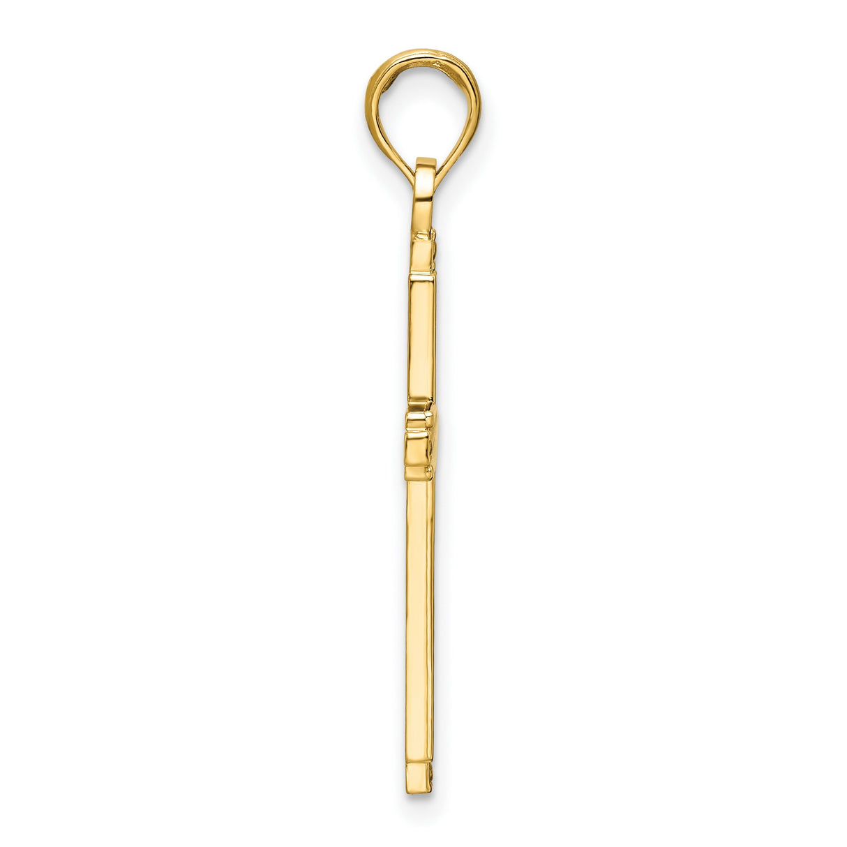 14k Yellow Gold Cross Pendant with Beaded Design and Mirror Finish for Men and Women