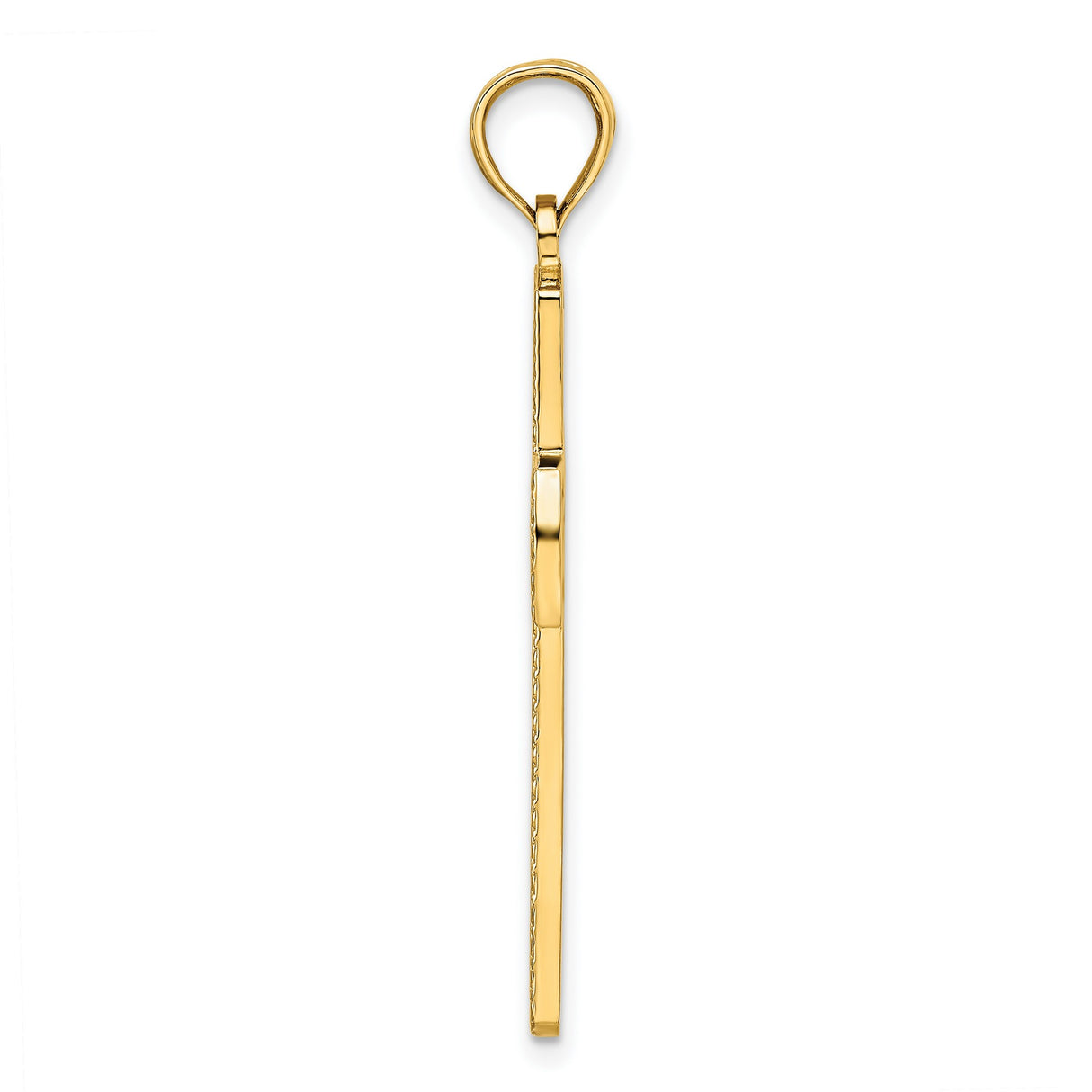 14k Yellow Gold Cross Pendant with Polished Beaded Openwork Design