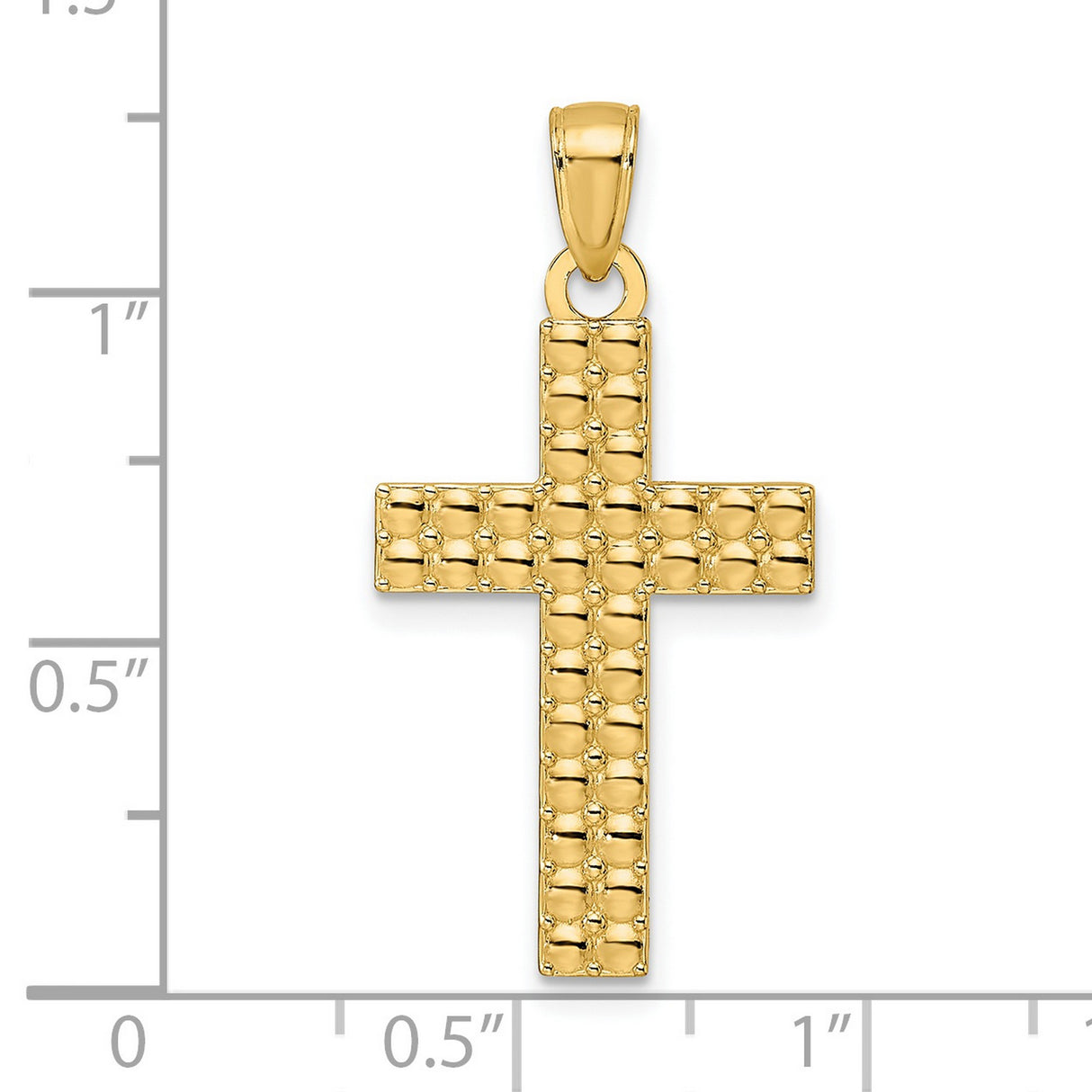 14k Yellow Gold Cross Pendant with Textured Basketweave Design for Men and Women