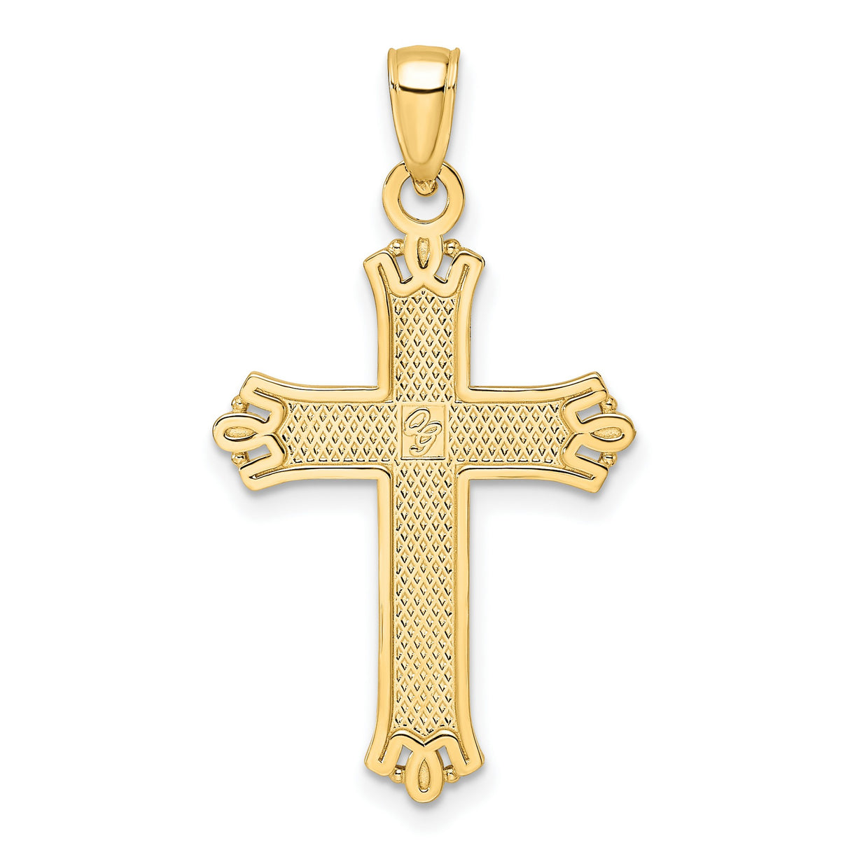 14k Yellow Gold Cross Pendant with Flared Ends and Polished Finish
