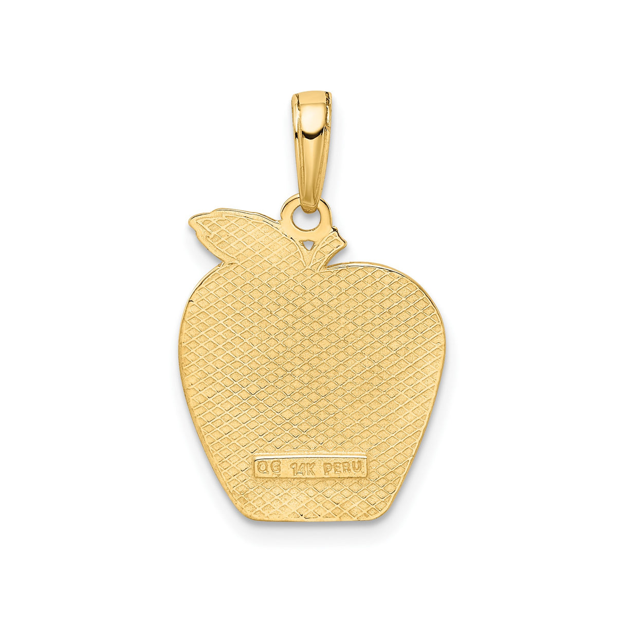 14k Yellow Gold Apple Pendant Charm with New York City Skyline, Big Apple Souvenir Jewelry