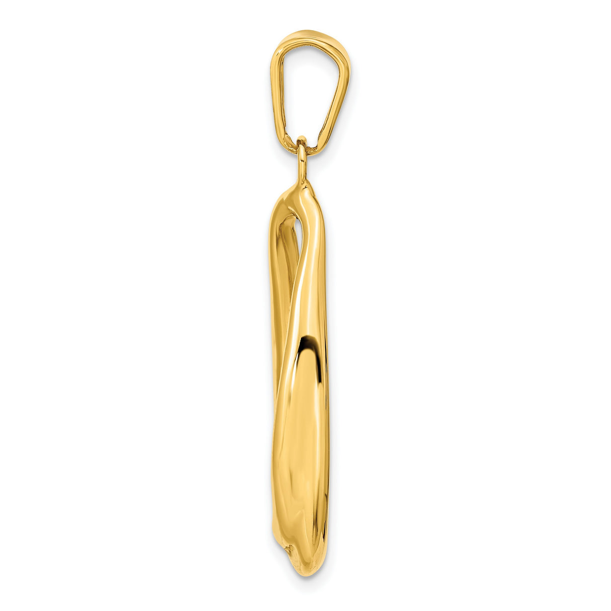 14k Yellow Gold Teardrop Pendant, Open Minimalist Design, Polished Finish for Women