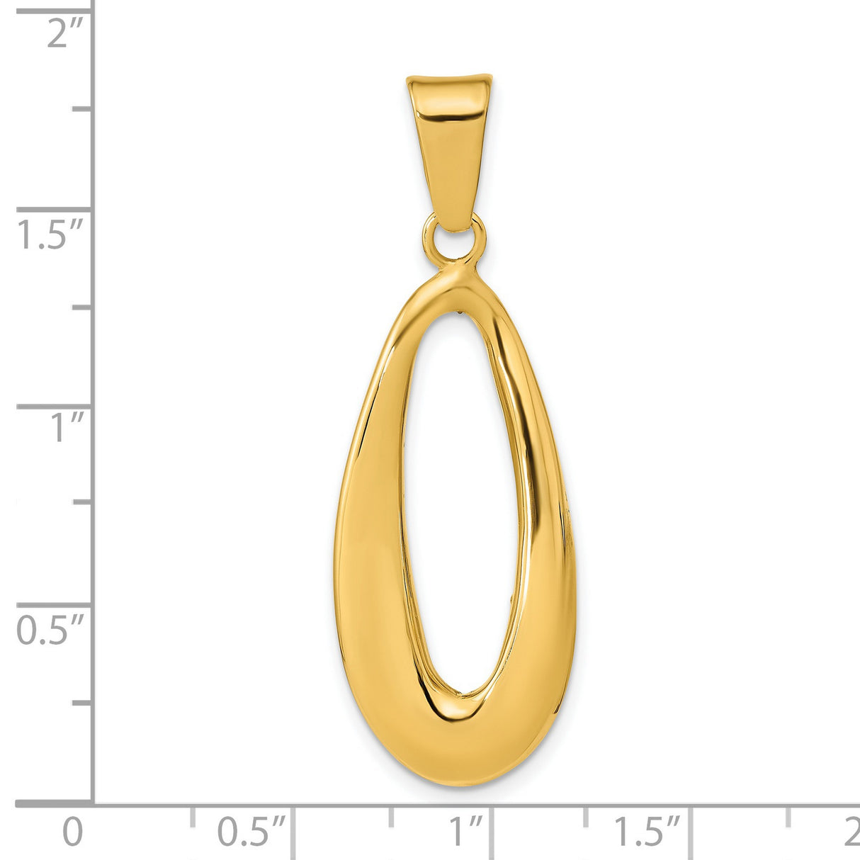 14k Yellow Gold Teardrop Pendant, Open Minimalist Design, Polished Finish for Women