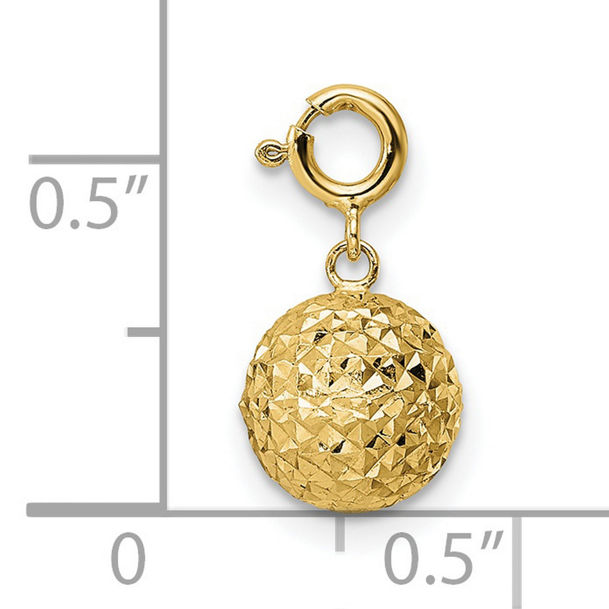 14k Yellow Gold Faceted Ball Pendant with Diamond Cut Texture, Geometric Minimalist Style
