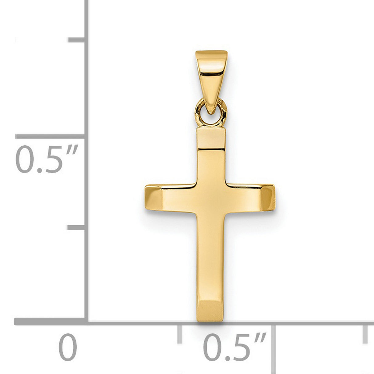 14k Yellow Gold Cross Pendant with Polished Tapered Ends and Sleek Modern Design