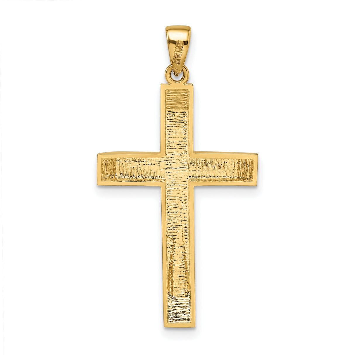 14k Yellow Gold Latin Cross Pendant with Satin Polished Finish and Beveled Edges