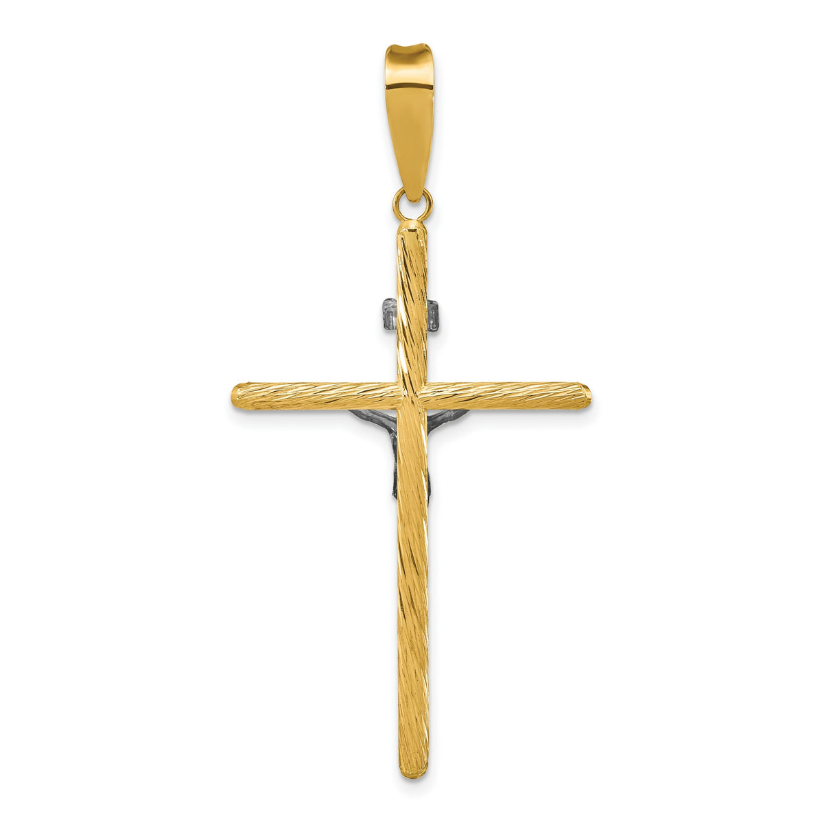 14k Multi-Tone Gold Crucifix Cross Pendant with INRI and Jesus Figure
