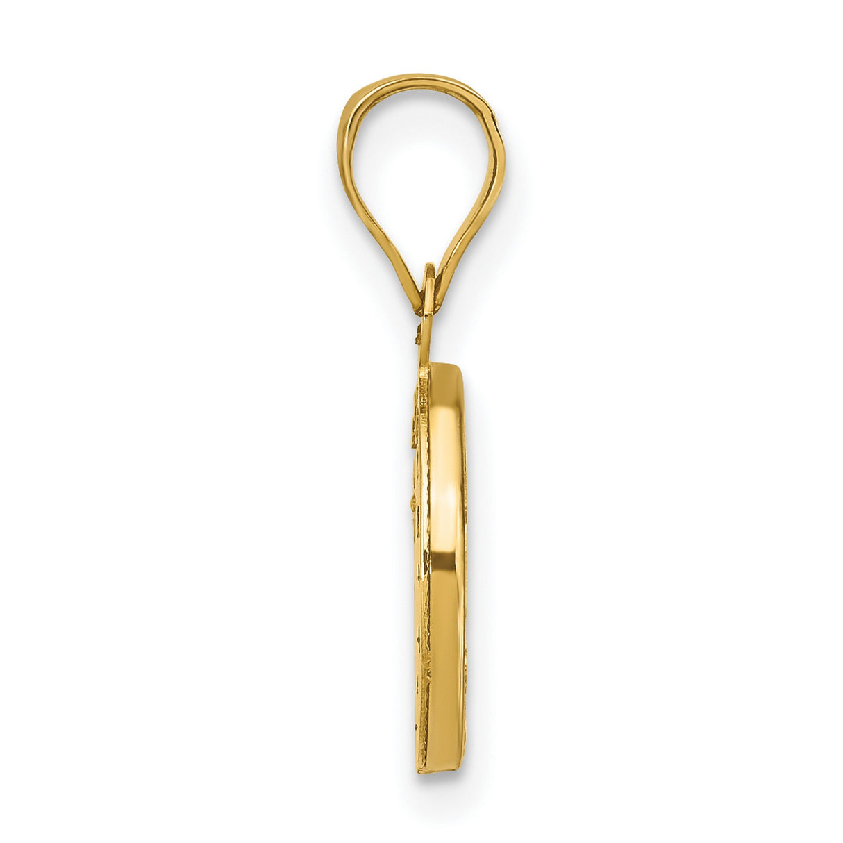 Polished CZ Mary Round Charm Pendant in Real 14k Multi-Tone Gold