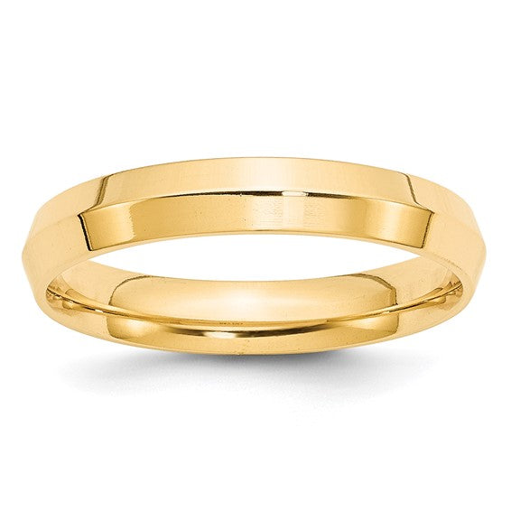 14K Yellow Gold Knife Edge Wedding Band Comfort Fit 4mm