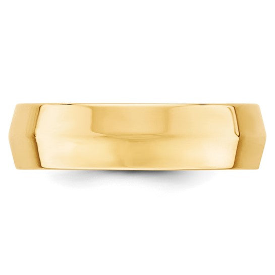 14K Yellow Gold Knife-Edge Comfort-Fit Wedding Band, Solid 6mm Ring, Classic