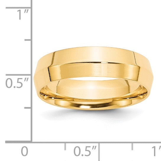 14K Yellow Gold Knife-Edge Comfort-Fit Wedding Band, Solid 6mm Ring, Classic