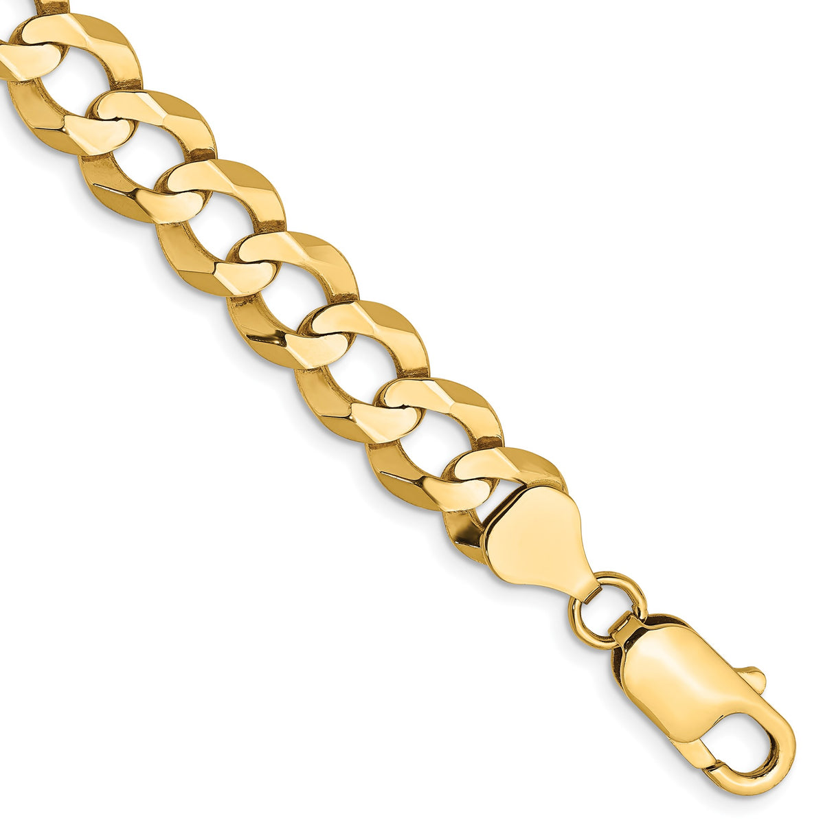 14K Yellow Gold 8.3 mm Polished Chain Bracelet, Solid