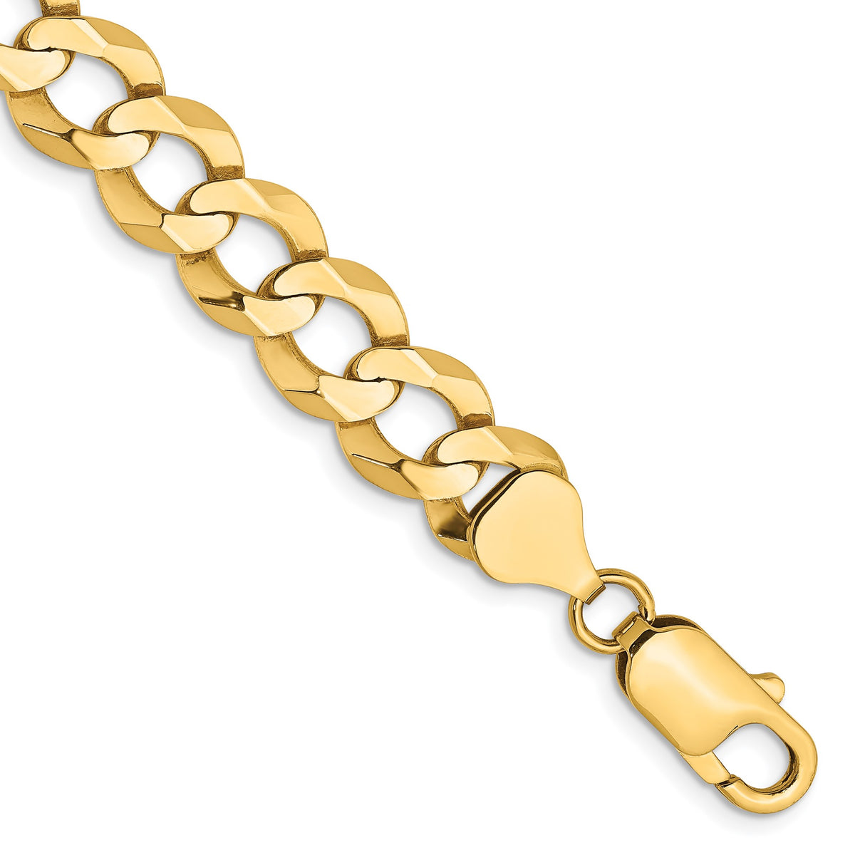 14K Yellow Gold 9.4 mm Polished Chain Bracelet, Solid