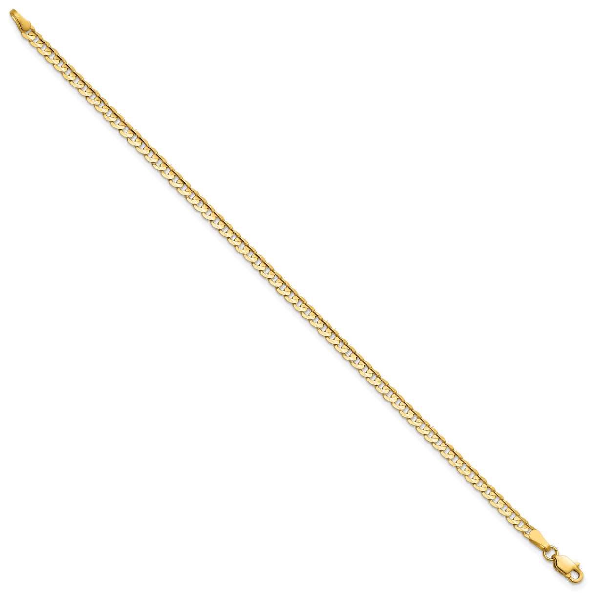 14K Yellow Gold 3 mm Curb Chain Bracelet, Polished