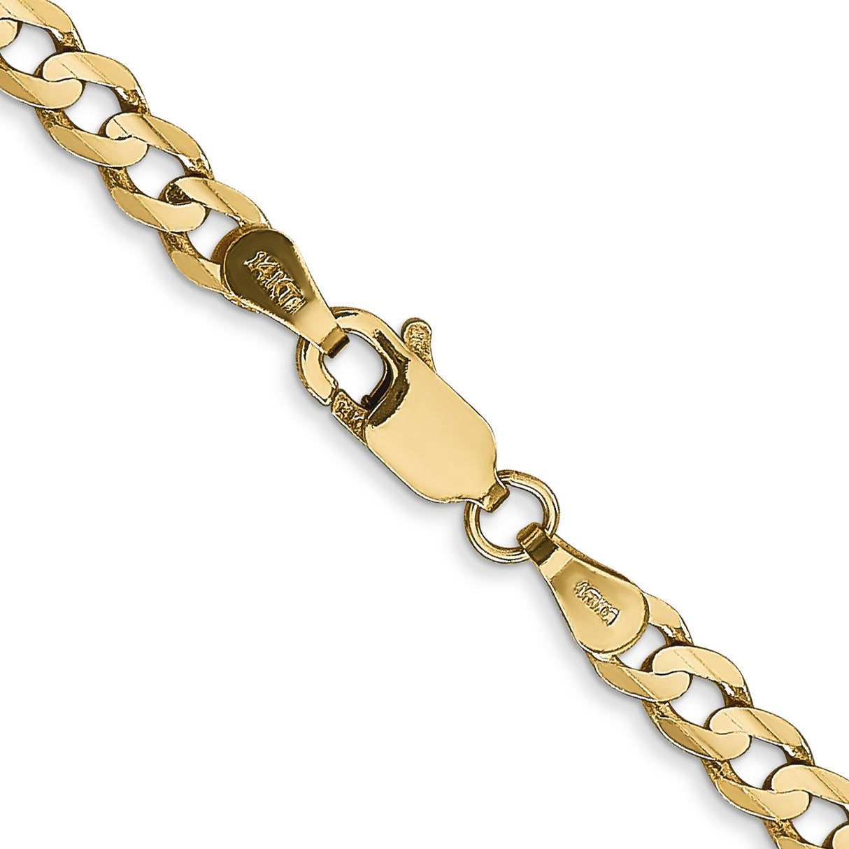 14K Yellow Gold 3.8 mm Curb Chain Necklace, Polished alternate angle