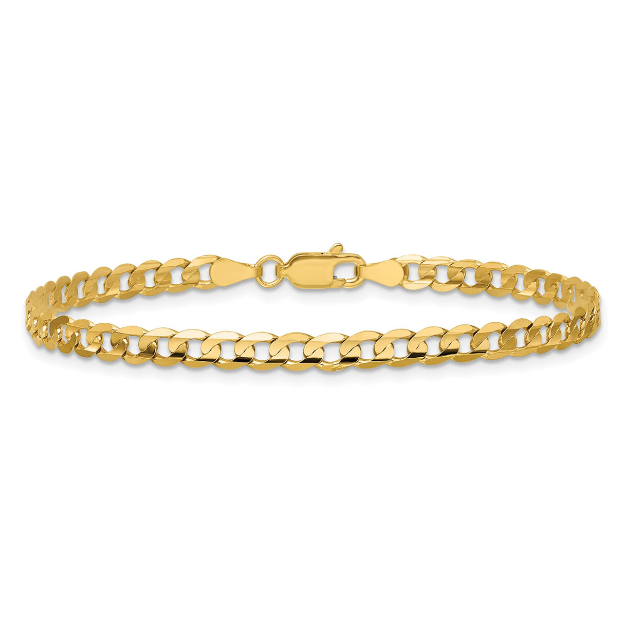 14K Yellow Gold 3.8 mm Curb Chain Bracelet, Polished alternate angle