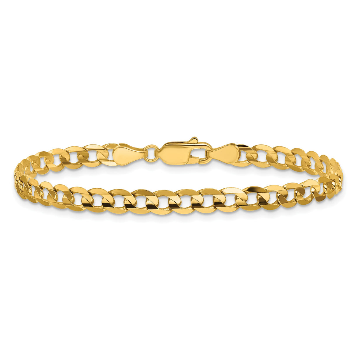 14K Yellow Gold 4.5 mm Curb Chain Bracelet, Polished alternate angle