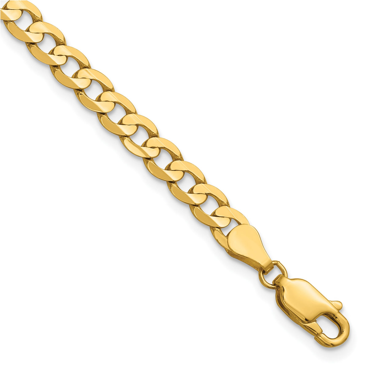 14K Yellow Gold 4.5 mm Curb Chain Anklet, Polished detail view