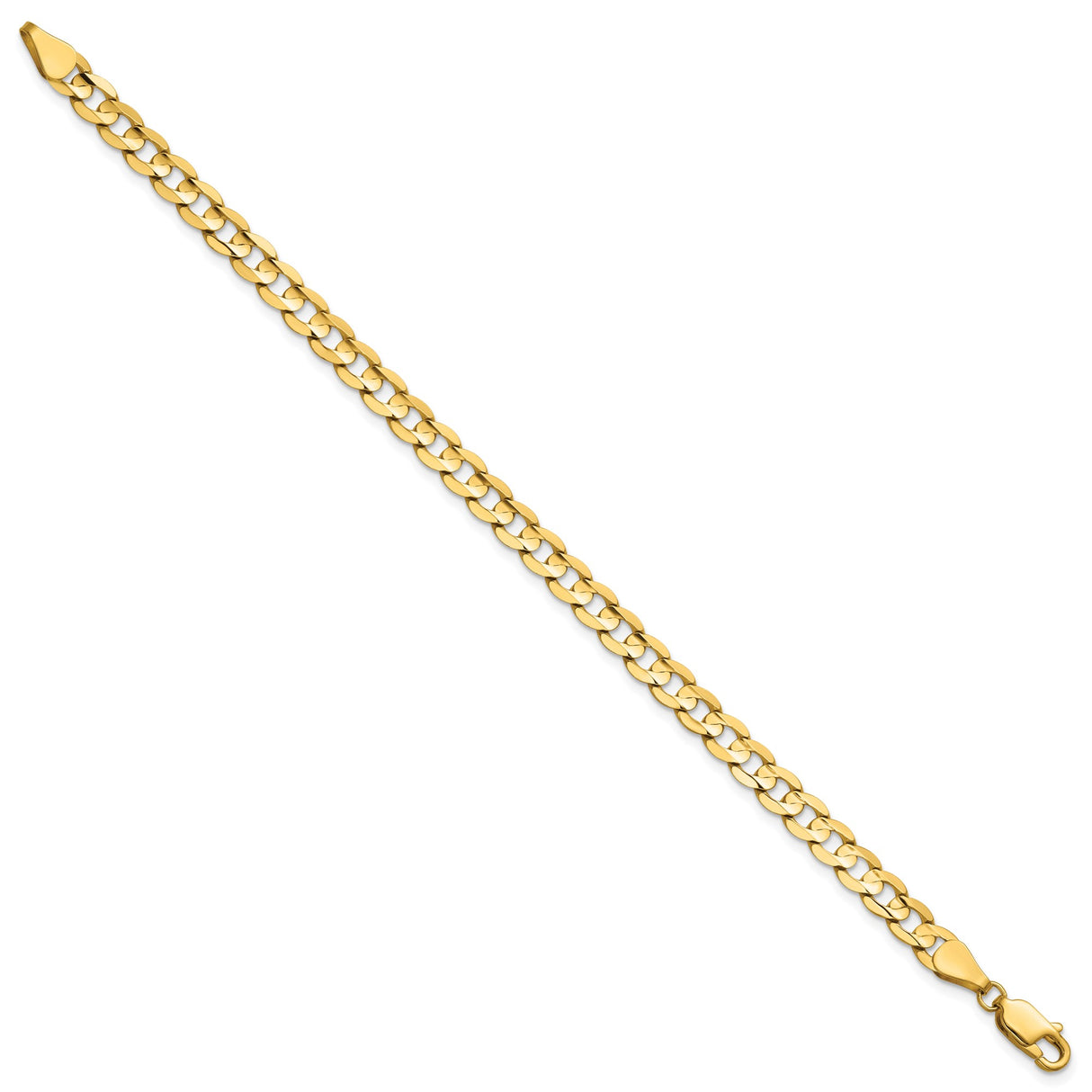 14K Yellow Gold 5.25 mm Curb Chain Bracelet, Polished