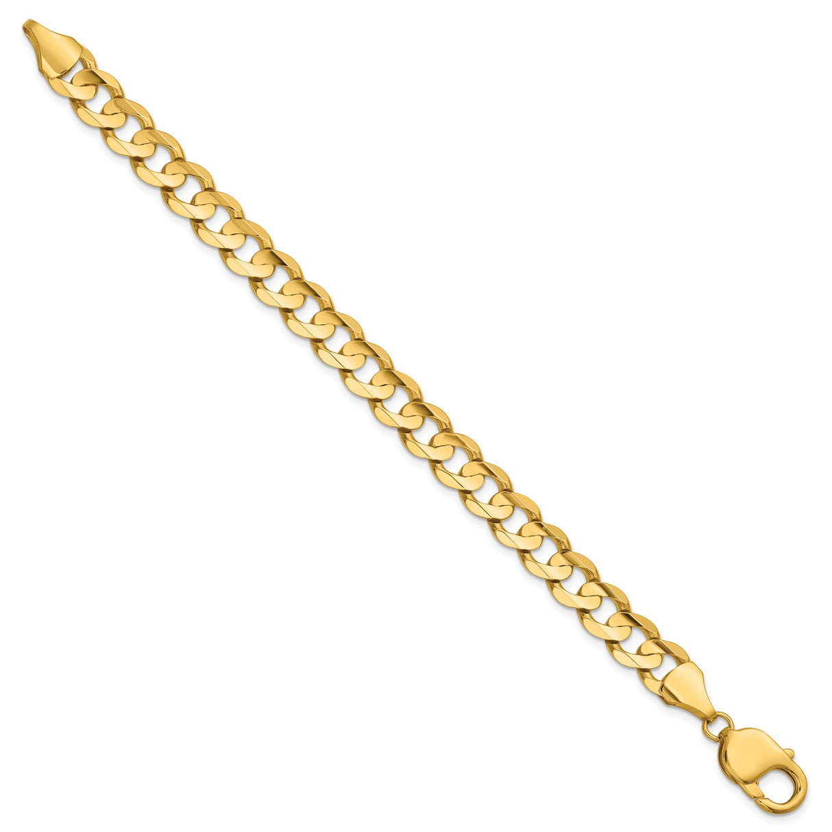 14K Yellow Gold 8.5 mm Curb Chain Bracelet, Polished