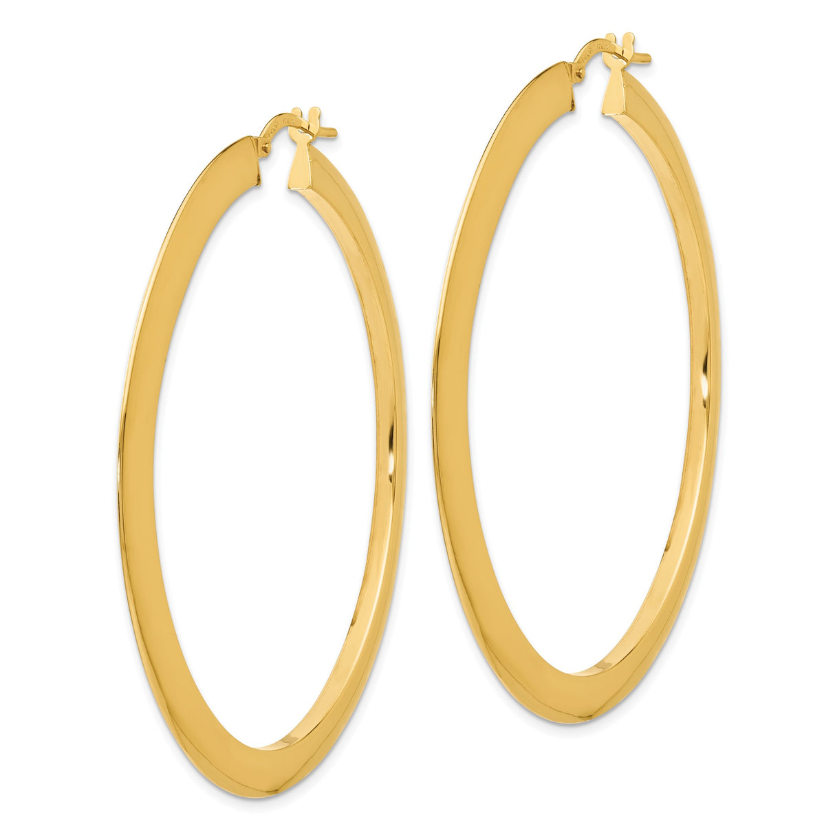 14k Yellow Gold Hoop Earrings, Classic Round Medium Hoops with High Polish Finish