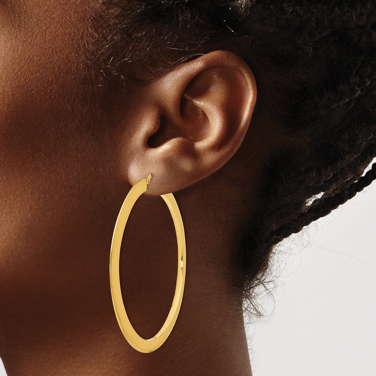 14k Yellow Gold Hoop Earrings, Classic Round Medium Hoops with High Polish Finish