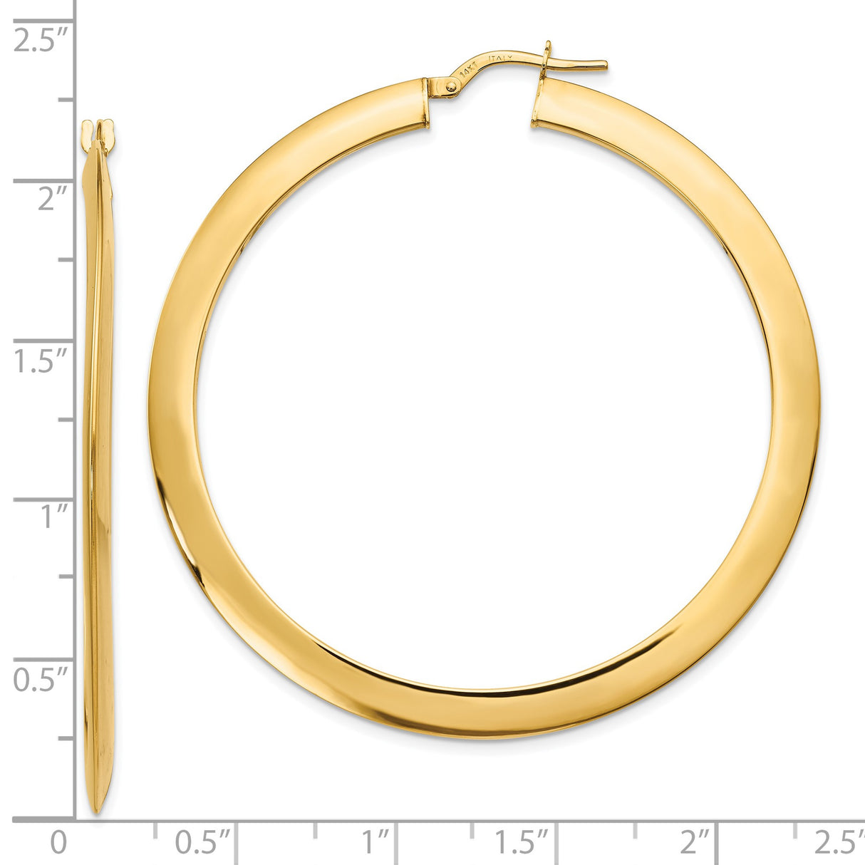 14k Yellow Gold Hoop Earrings, Classic Round Medium Hoops with High Polish Finish