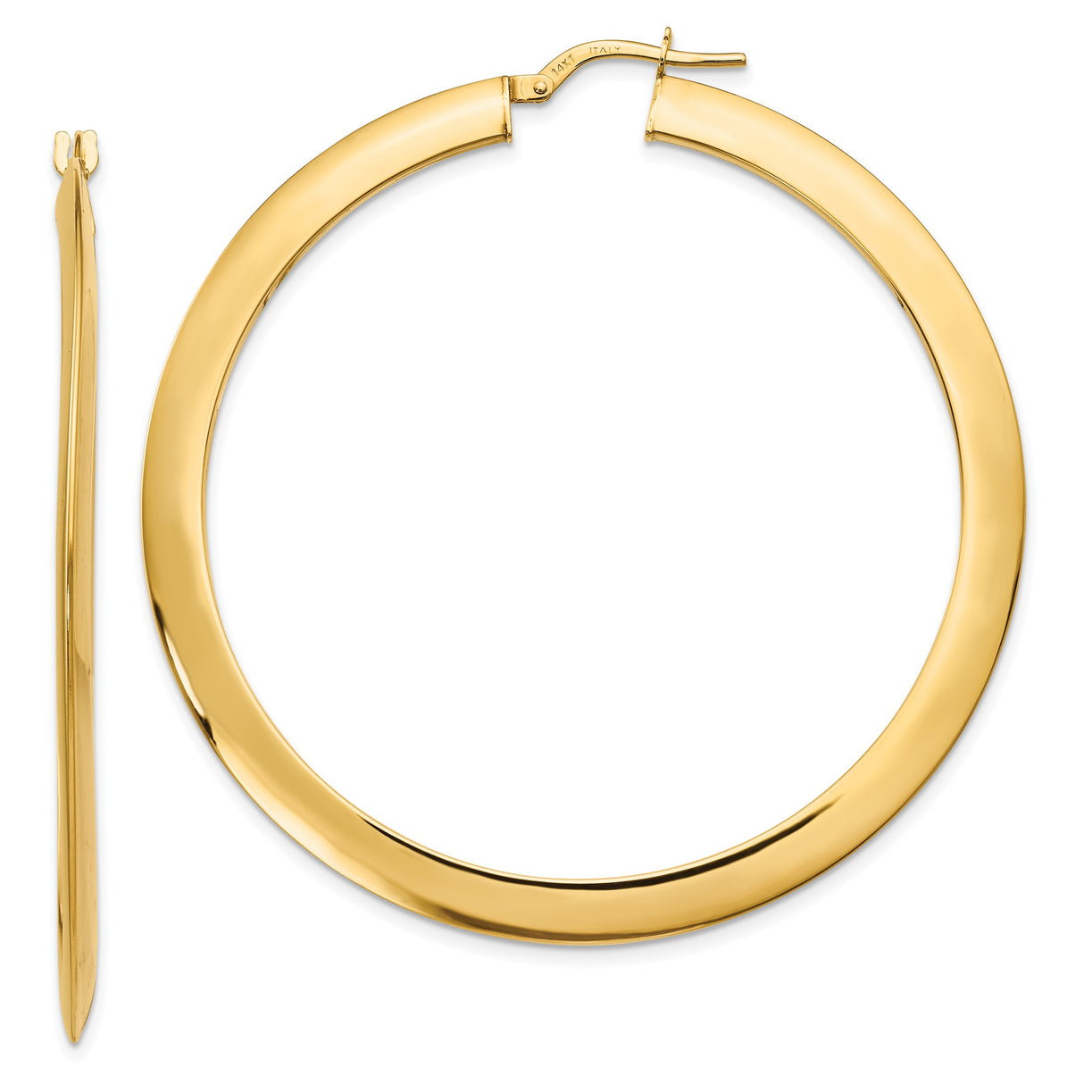 14k Yellow Gold Hoop Earrings, Classic Round Medium Hoops with High Polish Finish