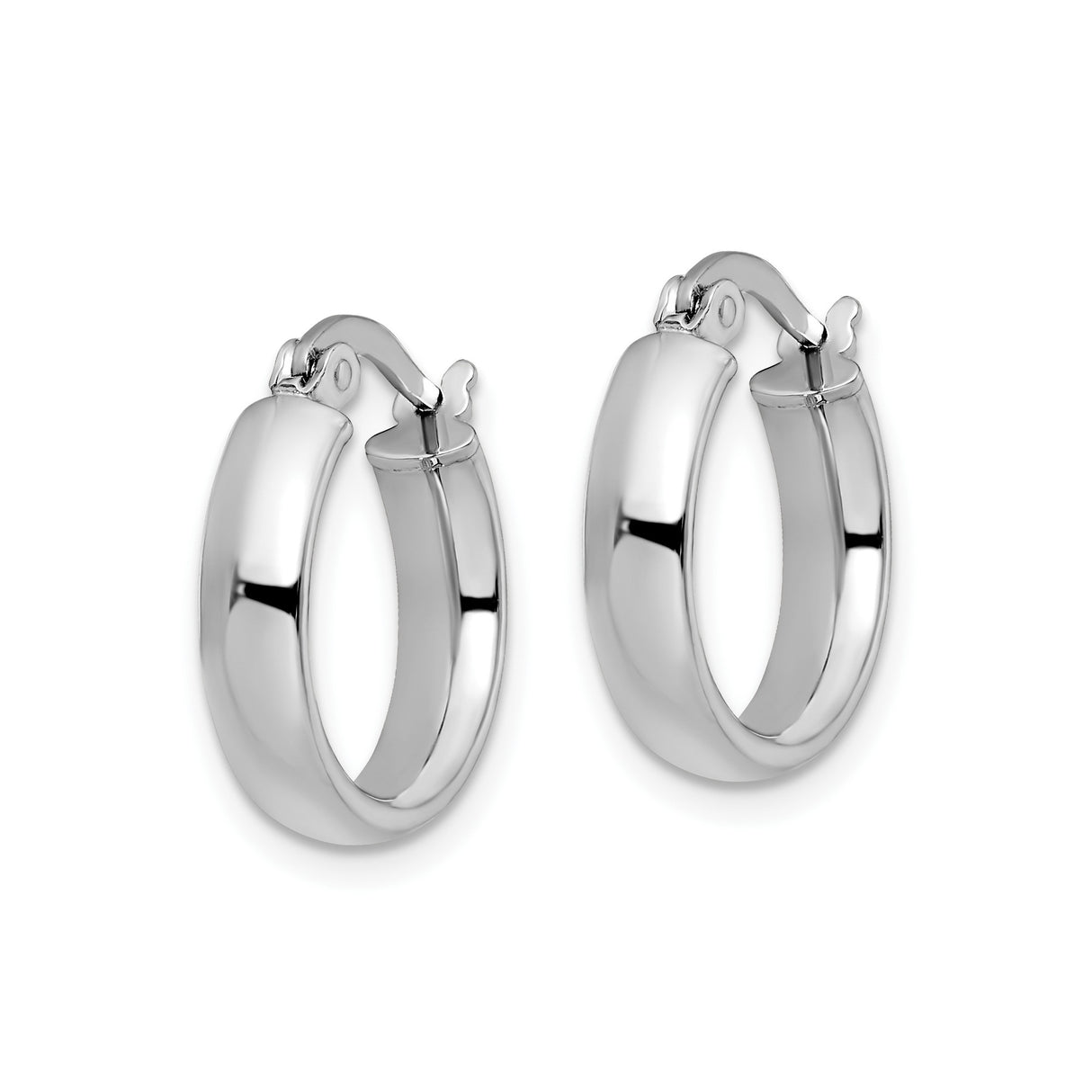 14k Two Tone Gold Hoop Earrings, Yellow and Rhodium Polished, Classic Lightweight Design