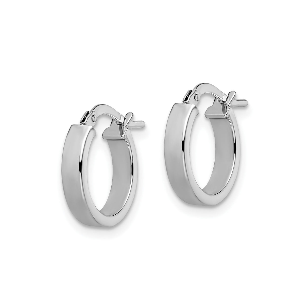 14k Yellow Gold Hoop Earrings, Two-Tone Polished Italian Style with Hinged Snap Closure