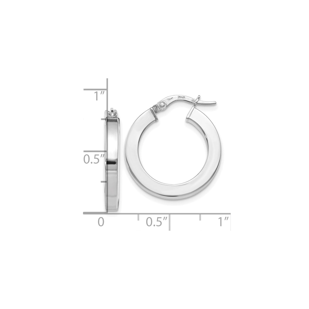 14k Yellow Gold Hoop Earrings, Italian Made Two-Tone Round Design with High Polish Finish