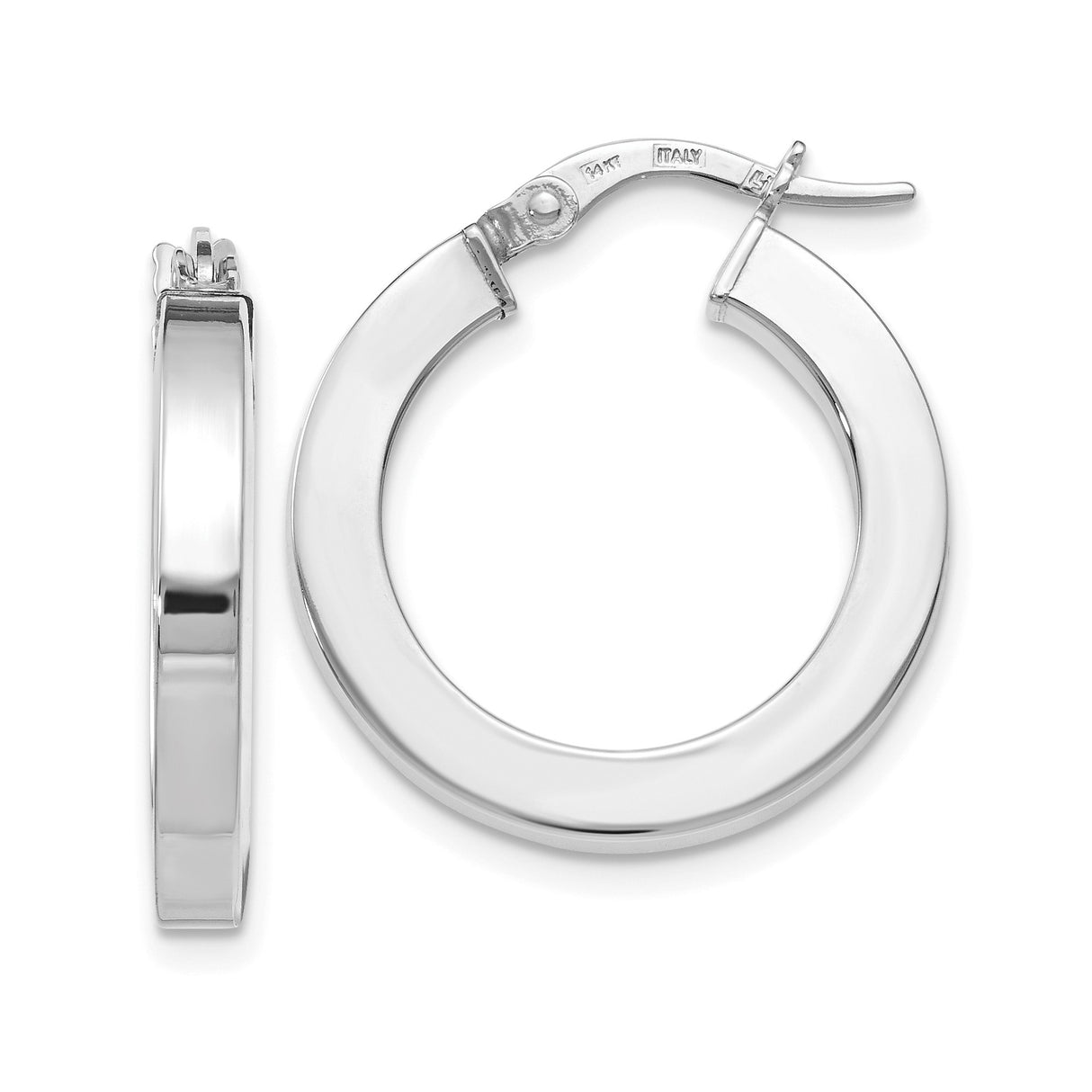 14k Yellow Gold Hoop Earrings, Italian Made Two-Tone Round Design with High Polish Finish